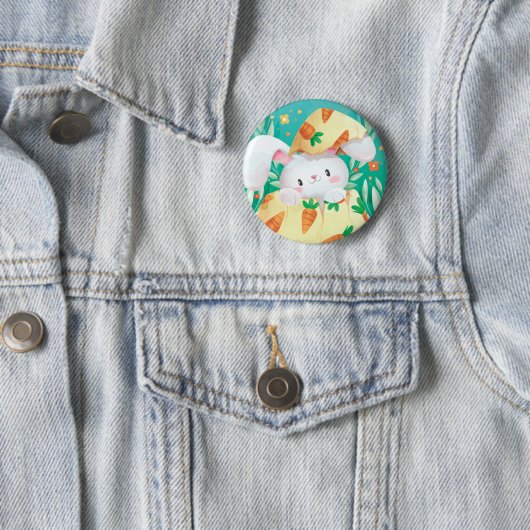 Cute Easter Bunny-Waterverf | Pin-Button Ronde Button 5,7 Cm (In situ)