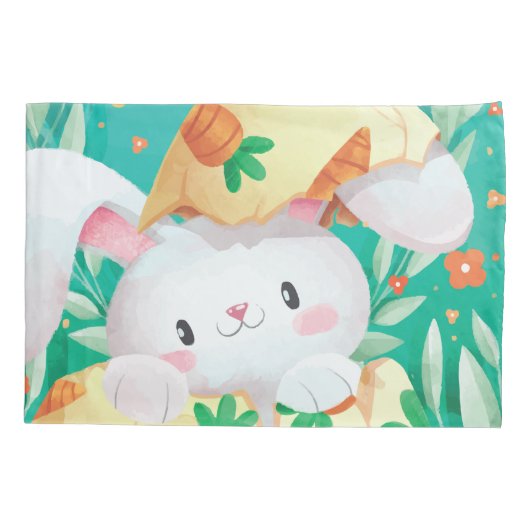 Cute Easter Bunny-Waterverf | Proefcase Kussensloop (Achterkant-Links)