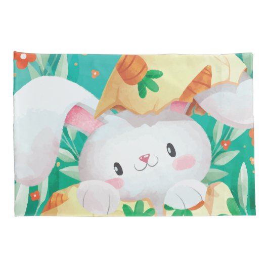 Cute Easter Bunny-Waterverf | Proefcase Kussensloop (Achterkant-Rechts)