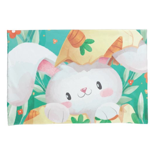 Cute Easter Bunny-Waterverf | Proefcase Kussensloop (Voorkant-Rechts)