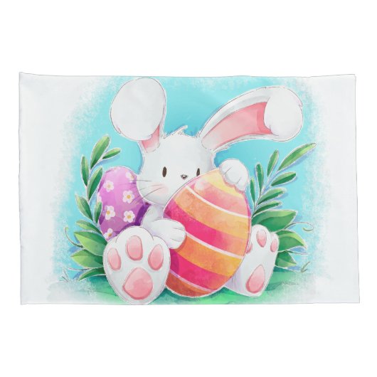 Cute Easter Bunny-Waterverf | Proefcase Kussensloop (Achterkant-Rechts)