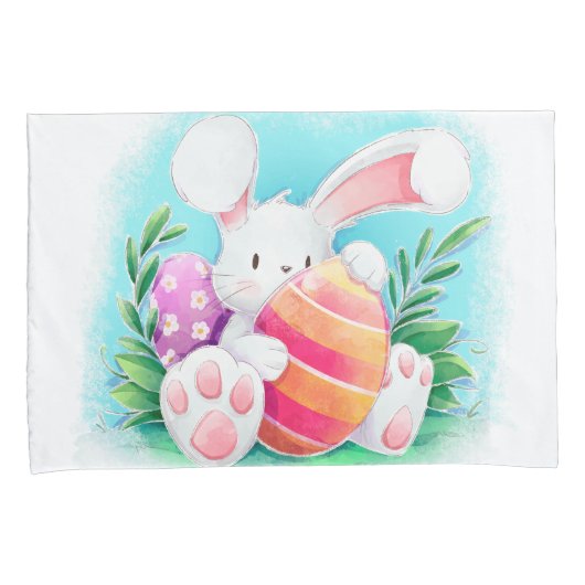 Cute Easter Bunny-Waterverf | Proefcase Kussensloop (Voorkant-Rechts)