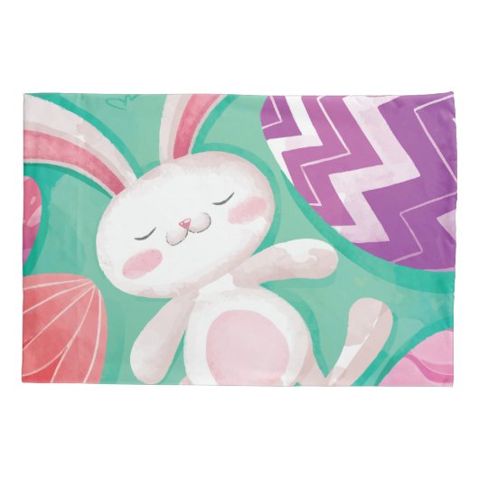 Cute Easter Bunny-Waterverf | Proefcase Kussensloop (Achterkant-Links)