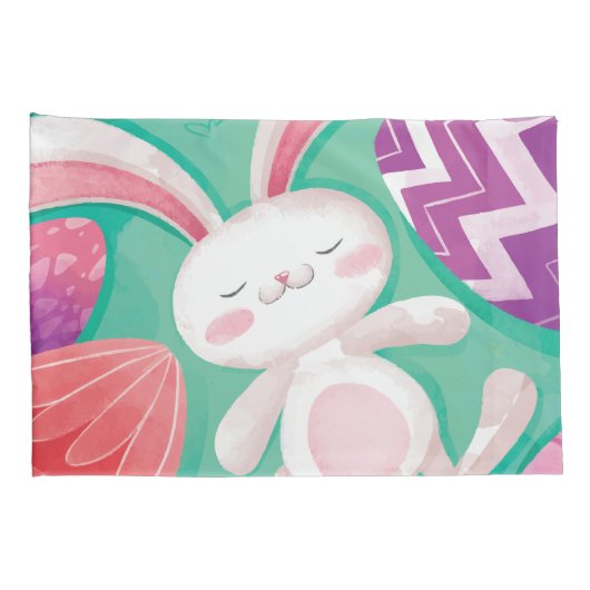 Cute Easter Bunny-Waterverf | Proefcase Kussensloop (Achterkant-Rechts)