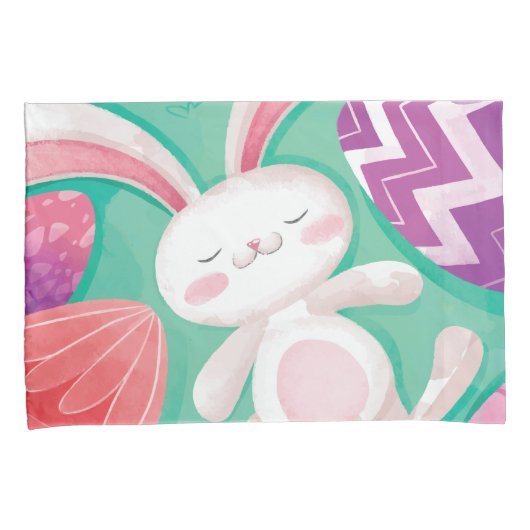 Cute Easter Bunny-Waterverf | Proefcase Kussensloop (Voorkant-Rechts)