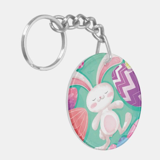 Cute Easter Bunny-Waterverf | Sleutelhanger (Voorkant Links)