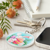 Cute Easter Bunny-Waterverf | Sleutelhanger (Voorkant Rechts)