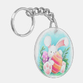 Cute Easter Bunny-Waterverf | Sleutelhanger (Voorkant Links)