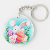 Cute Easter Bunny-Waterverf | Sleutelhanger (Achterkant)
