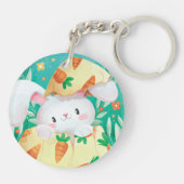Cute Easter Bunny-Waterverf | Sleutelhanger (Achterkant)