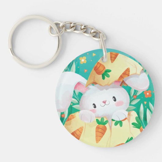 Cute Easter Bunny-Waterverf | Sleutelhanger (Voorkant)