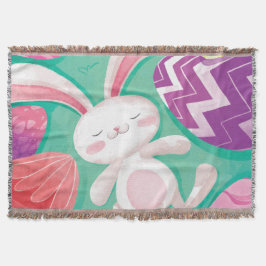 Cute Easter Bunny-Waterverf | Throw Blanket Deken