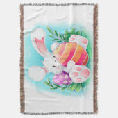 Cute Easter Bunny-Waterverf | Throw Blanket Deken (Voorkant Verticaal)