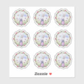 Cute Easter Bunny Whimsical Waterverf Art Sticker (Vel)