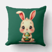 Cute Easter Bunny with Chocolate Egg almofada Kussen (Voorkant)