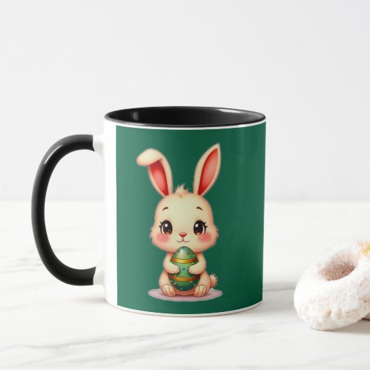Cute Easter Bunny with Chocolate Egg caneca Mok (Met donut)