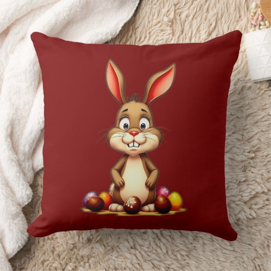 Cute Easter Bunny with Chocolate Eggs - almofada Kussen (Deken)
