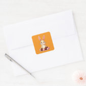 Cute Easter Bunny with Chocolate Eggs Autocolante Vierkante Sticker (Envelop)
