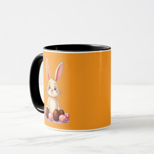 Cute Easter Bunny with Chocolate Eggs caneca Mok (Voorkant links)