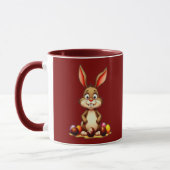 Cute Easter Bunny with Chocolate Eggs - caneca Mok (Links)