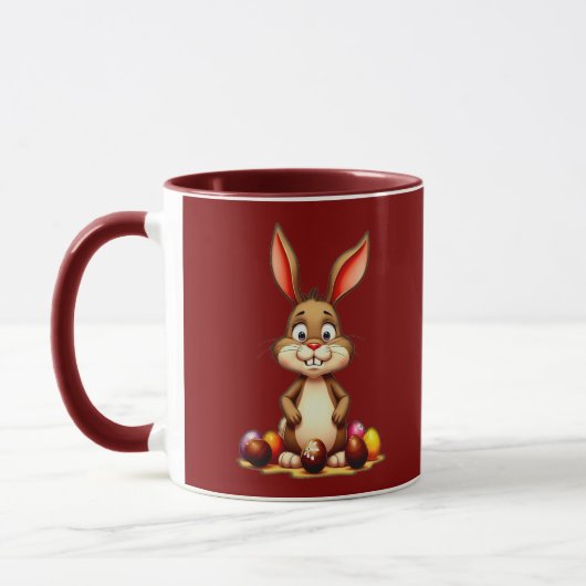 Cute Easter Bunny with Chocolate Eggs - caneca Mok (Links)