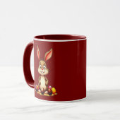 Cute Easter Bunny with Chocolate Eggs - caneca Mok (Voorkant links)