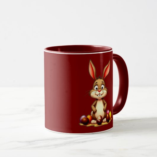 Cute Easter Bunny with Chocolate Eggs - caneca Mok (Voorkant rechts)