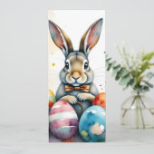 Cute Easter Bunny with Colorful Painted Eggs (Staand voorkant)
