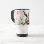 Cute Easter Bunny with Colorful Painted Eggs Reisbeker (Voorkant links)