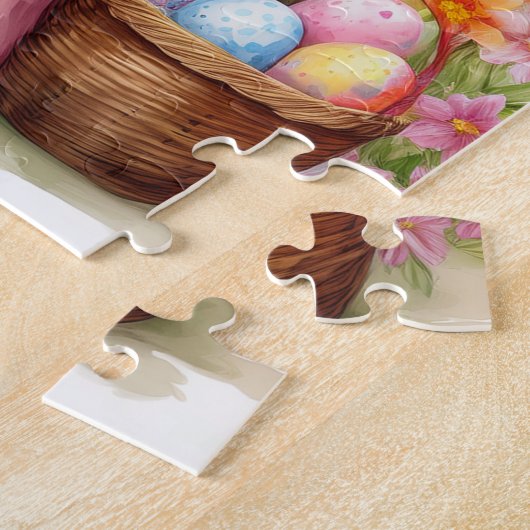 Cute Easter Bunny with Easter Basket Legpuzzel (Zijkant)