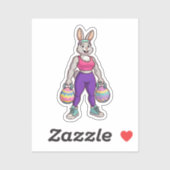 Cute Easter Bunny Workout Cartoon – Fitness Rabbit Sticker (Vel)