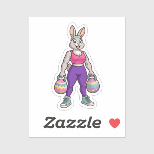 Cute Easter Bunny Workout Cartoon – Fitness Rabbit Sticker (Vel)