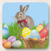 Cute Easter Bunnyfor voor een positieve stemming Bier Onderzetter (Voorkant)