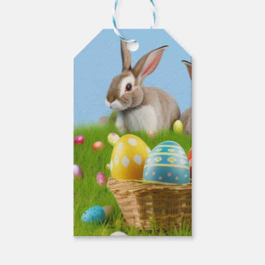 Cute Easter Bunnyfor voor een positieve stemming Cadeaulabel (Voorkant)