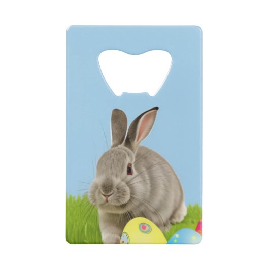 Cute Easter Bunnyfor voor een positieve stemming Creditkaart Flessenopener (Voorkant)