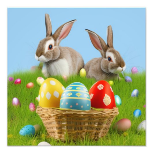 Cute Easter Bunnyfor voor een positieve stemming Foto Afdruk (Voorkant)
