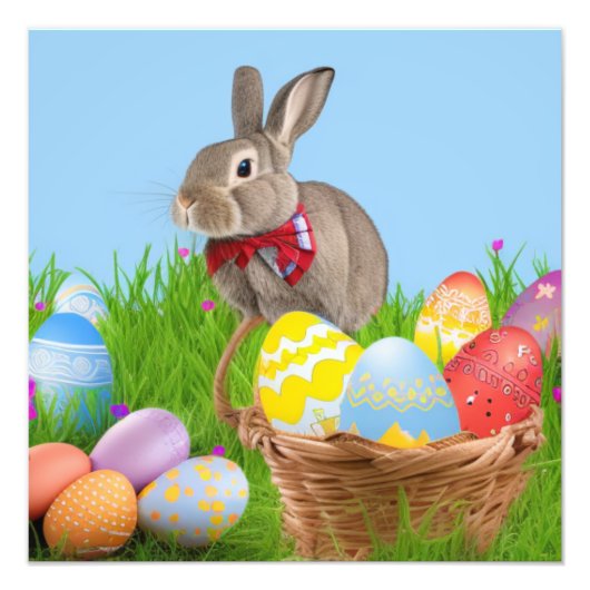 Cute Easter Bunnyfor voor een positieve stemming Foto Afdruk (Voorkant)