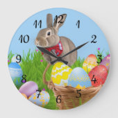 Cute Easter Bunnyfor voor een positieve stemming Grote Klok (Voorkant)