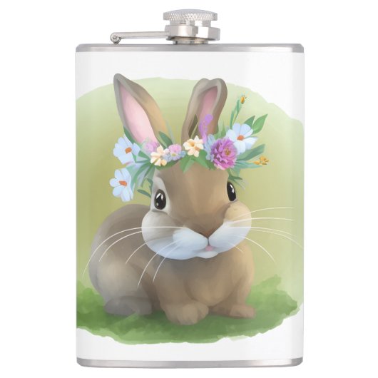Cute Easter Bunnyfor voor een positieve stemming Heupfles (Voorkant)