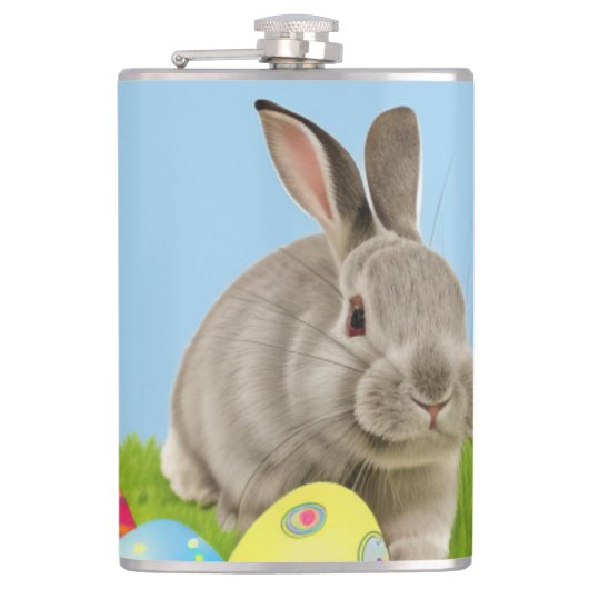 Cute Easter Bunnyfor voor een positieve stemming Heupfles (Voorkant)