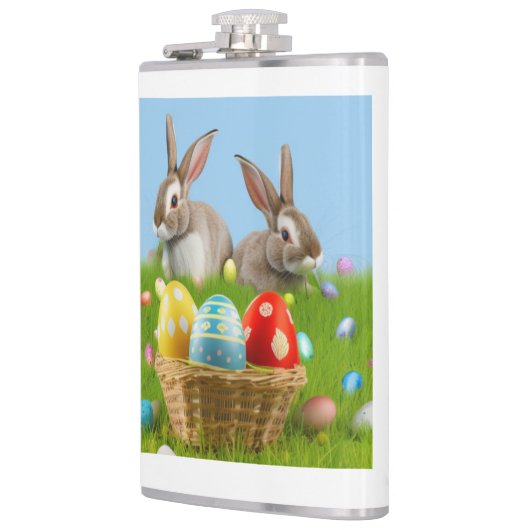 Cute Easter Bunnyfor voor een positieve stemming Heupfles (Links)