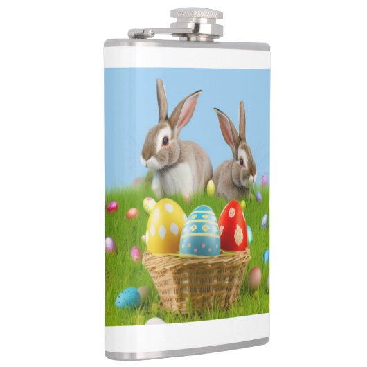 Cute Easter Bunnyfor voor een positieve stemming Heupfles (Rechts)