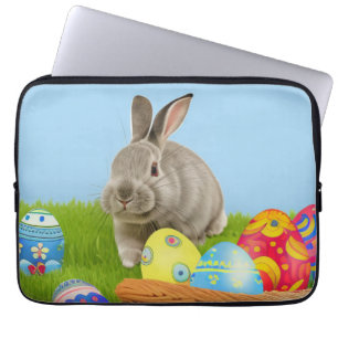 Cute Easter Bunnyfor voor een positieve stemming L Laptop Sleeve