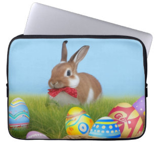 Cute Easter Bunnyfor voor een positieve stemming Laptop Sleeve