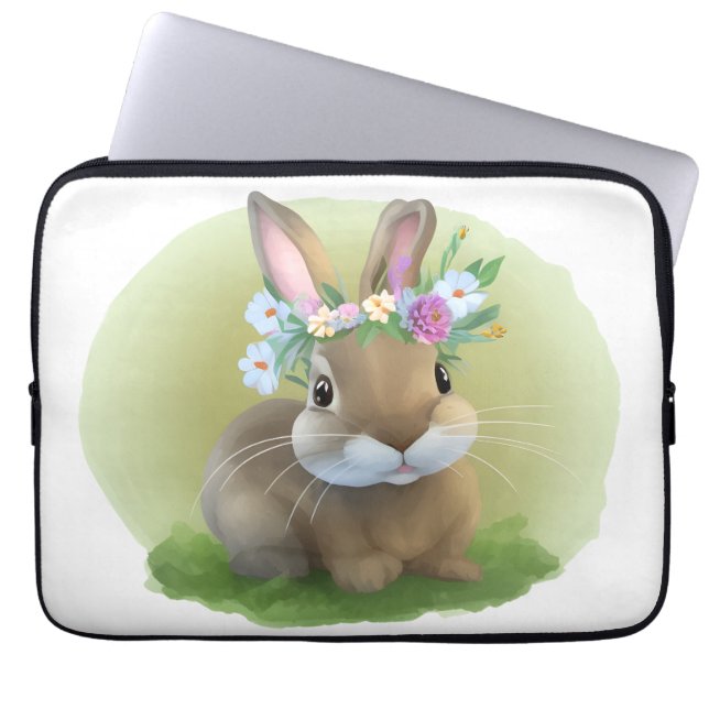 Cute Easter Bunnyfor voor een positieve stemming Laptop Sleeve (Voorkant)