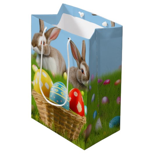 Cute Easter Bunnyfor voor een positieve stemming Medium Cadeauzakje (Voorkant Gekanteld)