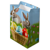 Cute Easter Bunnyfor voor een positieve stemming Medium Cadeauzakje (Achterkant Gekanteld)