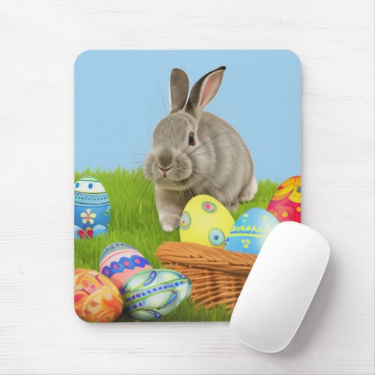 Cute Easter Bunnyfor voor een positieve stemming Muismat (Met muis)