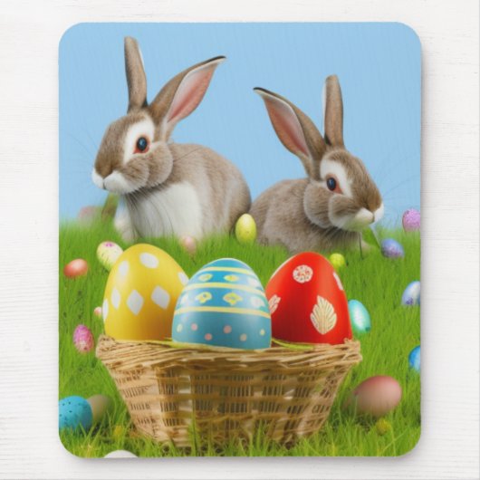 Cute Easter Bunnyfor voor een positieve stemming Muismat (Voorkant)