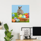 Cute Easter Bunnyfor voor een positieve stemming P Poster (Thuiskantoor)